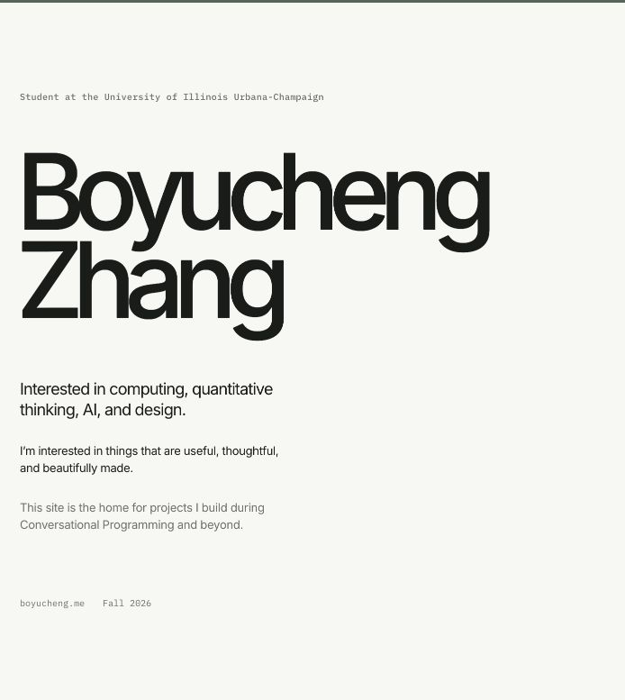 Preview of the Boyucheng.me homepage